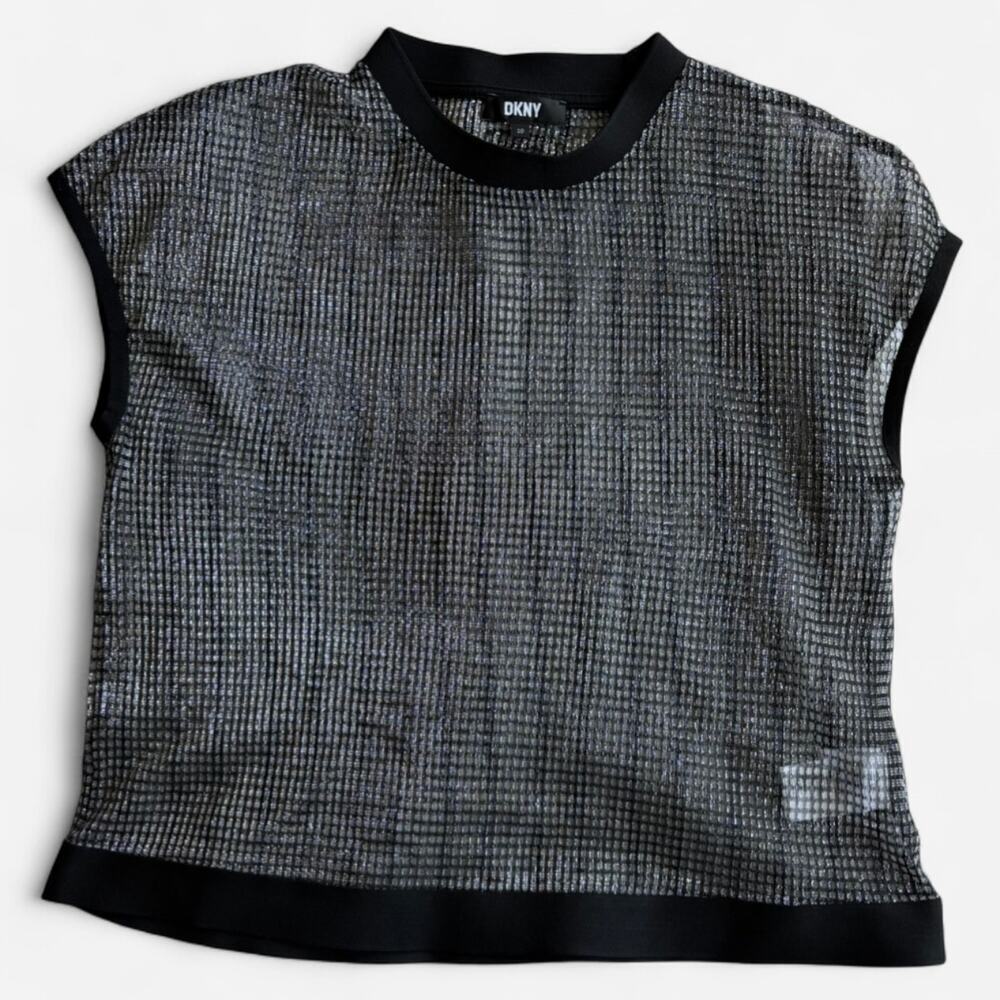 DKNY Metallic Mesh Top